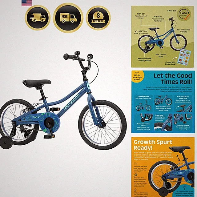 Koda Plus Kids Bike for Boys & Girls Ages 4-6 - 16" Children's Bicycle, Adju...
