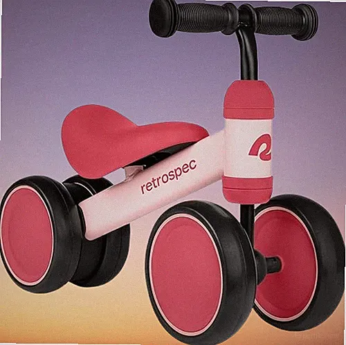 Retrospec Cricket Baby Balance Bike – 4-Wheel, Ages 12-24 Mos, 1st Bday Gift