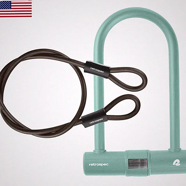 Retrospec Lookout Bike Lock 14Mm Hardened Steel U-Lock 4Ft Security Cable
