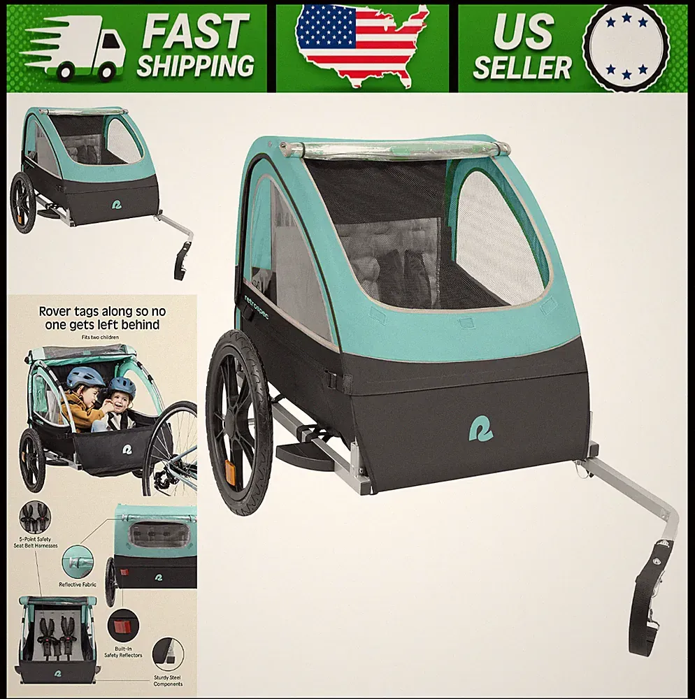 Retrospec Rover Kids Bicycle Trailer Single and Double Passenger Children’s