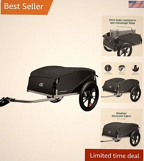 Versatile Folding Bike Trailer - Weather-Resistant & 80lb Capacity for All Bikes